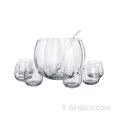 Ensemble de punch en verre de punch en verre transparent